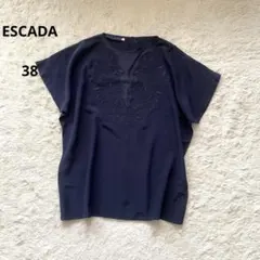 ESCADA シルク　フレンチスリーブトップス　ネイビー　M ドイツ製のサムネイル