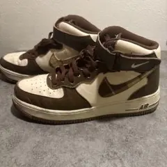 NIKE AIR FORCE 1 MID ブラウン チェック柄