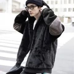 RAGEBLUE ボアブルゾン ブラック グレー