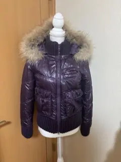 パープル フード付きダウンジャケット