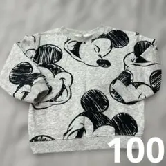 H&M ミッキーマウス柄 トレーナー グレー　100