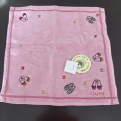 新品　タグ付き！CELINE タオルハンカチ ピンク シューズ柄のサムネイル