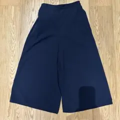 ネイビー ガウチョパンツ ゴムウエスト