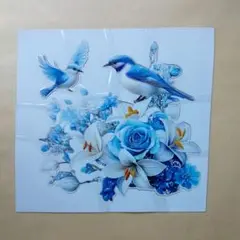 新品　ウォールステッカー　青い鳥&薔薇ステッカー　☆A09