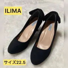 【美品】ILIMA ブラック リボン付きパンプス 22.5