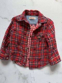 MIKI HOUSE 赤 チェックシャツ 80センチ