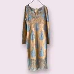 【レース♡ワンピース】フェミニン　ラグジュアリー　大人　ベージュ　ブルー　ロング