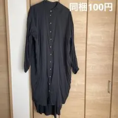 シャツワンピース 長袖 黒