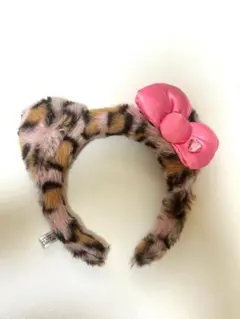 ユニバキティヒョウ柄 ピンクリボンカチューシャ