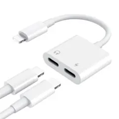 iphoneイヤホン 変換アダプタ 充電/音楽 2in1 変換ケーブル