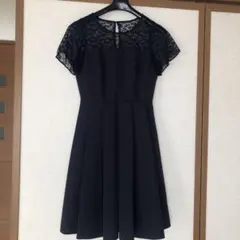 ネイビー レーススリーブ フォーマルドレス