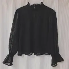 ドットシースルートップス　黒