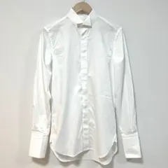 ホワイトスタンドカラー長袖フォーマルシャツ