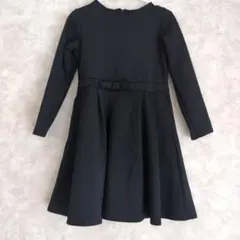 ネイビー 長袖 ワンピース フレア