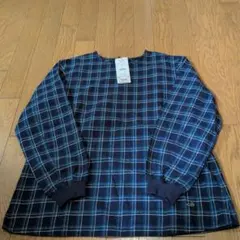 お値下げしました。ネイビー系チェック柄長袖シャツ M
