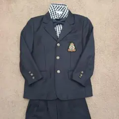 フォーマルスーツ 120cm ネイビー チェックシャツ　訳あり