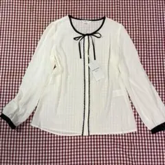 新品タグ付き　marie claire マリクレール　リボン付きシフォンブラウス