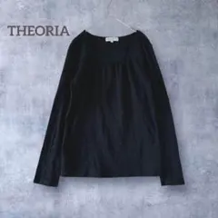 セオリア 長袖 カットソー レース ストレッチ 黒 プルオーバー M