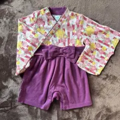 motherways 袴ロンパース　和柄　花柄　着物　ピンク　えんじ　紫　黄色