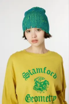 最安値タグ付き　ロデオクラウンズワイドボウル　MIXダメージ緑ニットビーニー