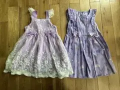 中古 女の子 キッズ ノースリーブワンピース 110センチ 紫 セット