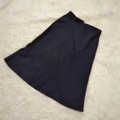 【ユニクロ】ブラッシュドジャージーフレアスカート　ネイビー　L