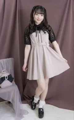 【ROJITA】 レースクロップドブラウス付きワンピース ピンク