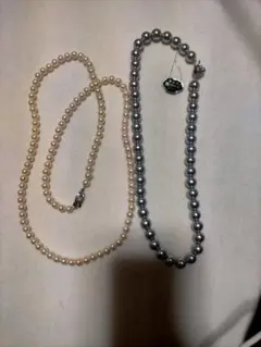 貝パール ネックレスセット ホワイト グレー