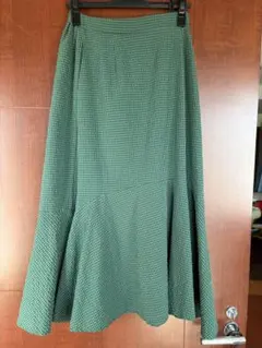 C*y様 【美品】着用回数少なめ　ロングスカート グリーン系 ギンガムチェック柄