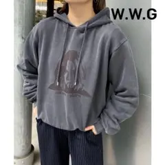 11T313☆ W.W.G チャコール ダメージ フェード プルオーバーパーカーのサムネイル