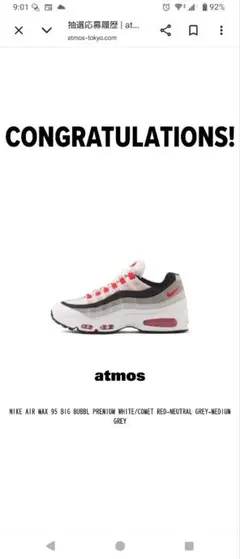 NIKE エアマックス 95 BIG BUBBLE comet 赤 27.5