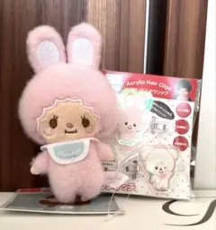 【新品未使用】モンチッチ むきゅむきゅマスコットとアクリルヘアクリップセット