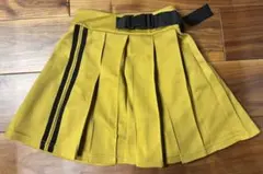 マスタード プリーツスカート ウエストゴム
