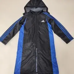 アディダス adidas ベンチコート 黒/青 フード付き 140