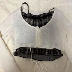 RETRO GIRLホワイトニット&チェックインナーセット