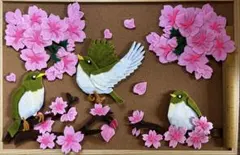 ウグイス＆桜壁面飾り