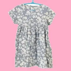 BREEZE（ブリーズ）キッズ半袖ワンピース　グレー・花柄　サイズ100