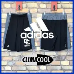 SP1-018【USA限定 アディダス】美品 黒×灰 バイカラー ハーフパンツ