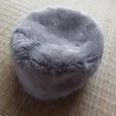 グレー フェイクファー 帽子