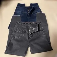 YOU スキニーデニム グレー ダークブルー 2点セット