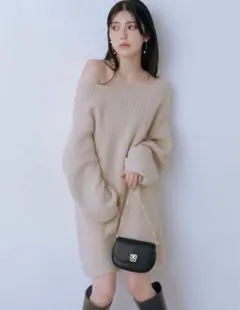 snidel ラクーンミニニットワンピース アイボリー