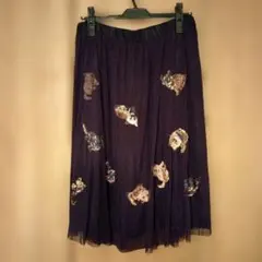 フランシュリッペ　チュール刺繍スカート　ねこ図鑑　大きいサイズのサムネイル