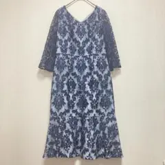 【グレースコンチネンタル】花柄刺繡 ロングワンピース長袖 レディースS ドレス