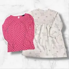 【キッズ女の子130 まとめ売り】トレーナーワンピース ドット柄ロンT 秋冬