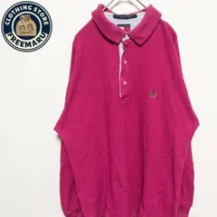 トミーヒルフィガー　ポロシャツ　長袖　フラッグタグ　刺繍ロゴ　90s　L