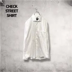 と*ん様 海外古着チェックシャツXL白 CBOY ストリート
