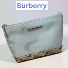 BURBERRY ポーチ　水色　バーバリー　ノバチェック×スカイブルー