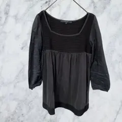 H121 マカフィー トゥモローランド シルク混 チュニック ブラウス 黒 古着