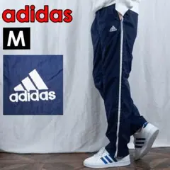 古着 ジャージ ナイロンパンツ adidasアディダス M ネイビー A529