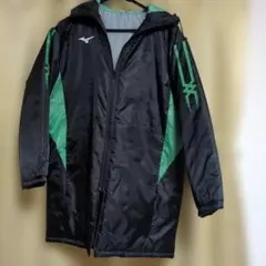 新品未使用品 Mizuno 防寒ベンチコート F ブラック/グリーン